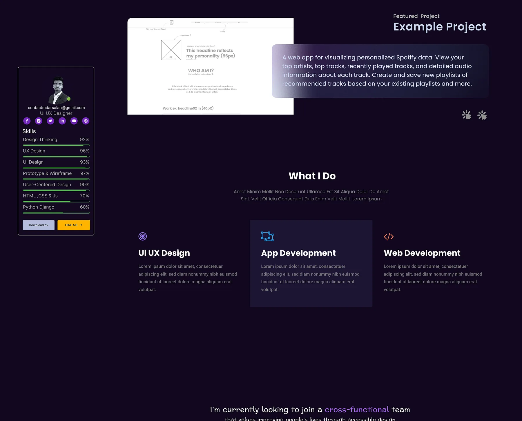 Portfolio Website Design Dribbble UI screen 2